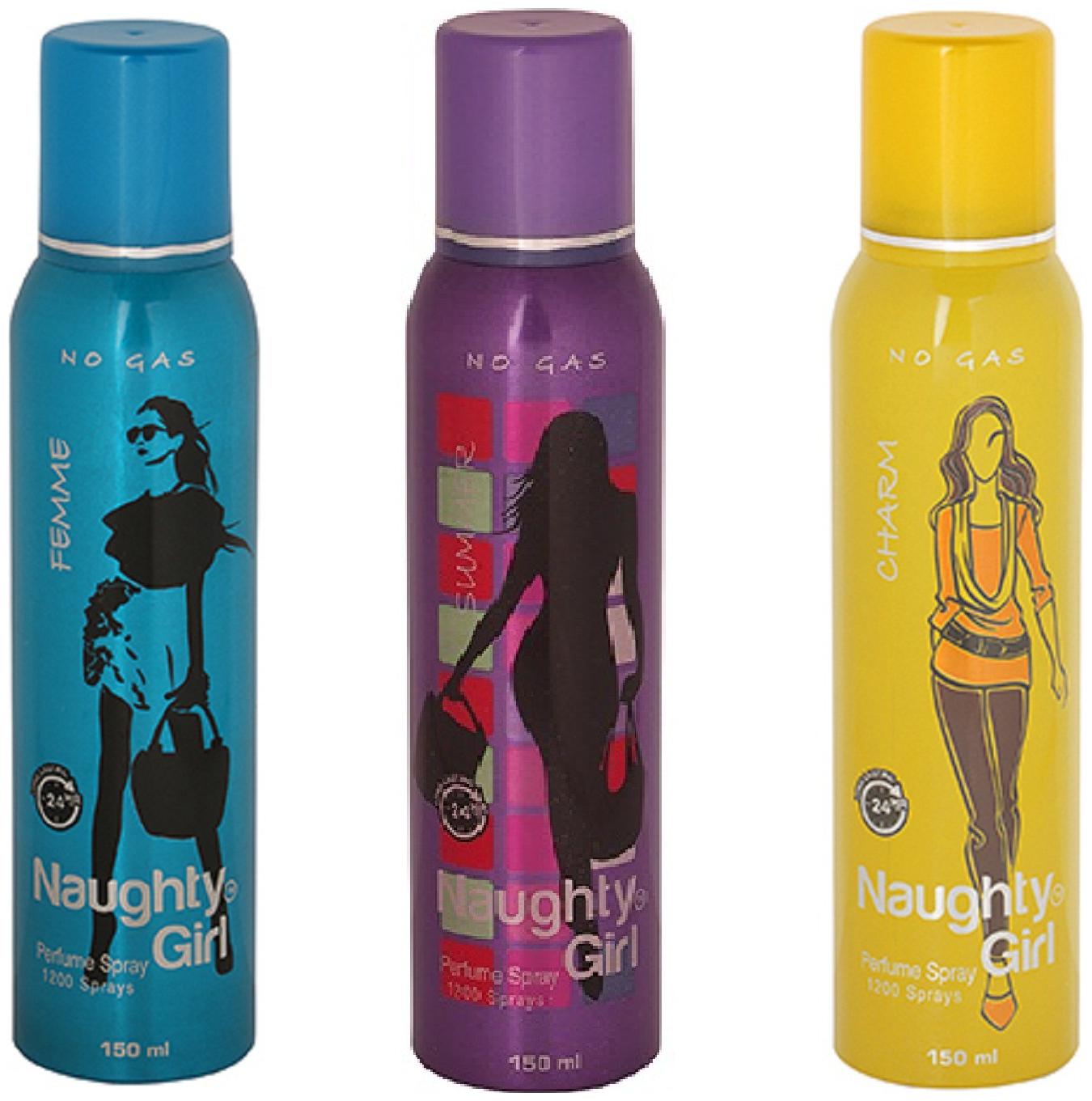 

Naughty Girl FEMME SUMMER CHROME No Gas Perfume Spray for Women (Pack of 3) (150ml each)