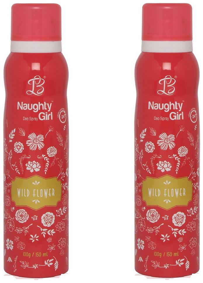 

Naughty Girl WILD FLOWER Gas Deodorant for Women Pack of 2 (150ml each)
