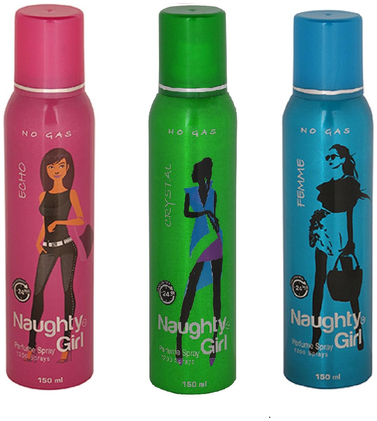 

Naughty Girl ECHO CRYSTAL FEMME No Gas Perfume Spray for Women (Pack of 3) (150ml each)