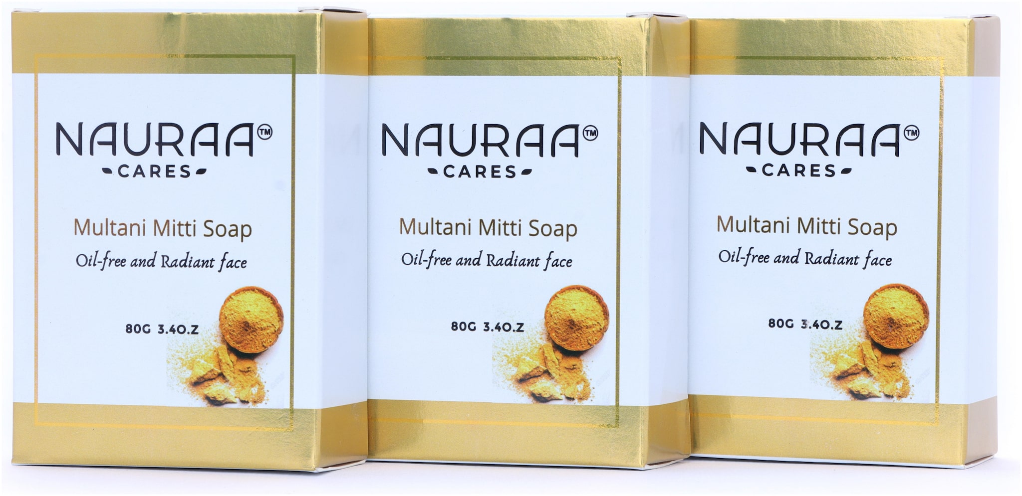 

Nauraa Cares Multanimitti Natural Handmade Bathing Soap Bar 80 g (Pack of 3)