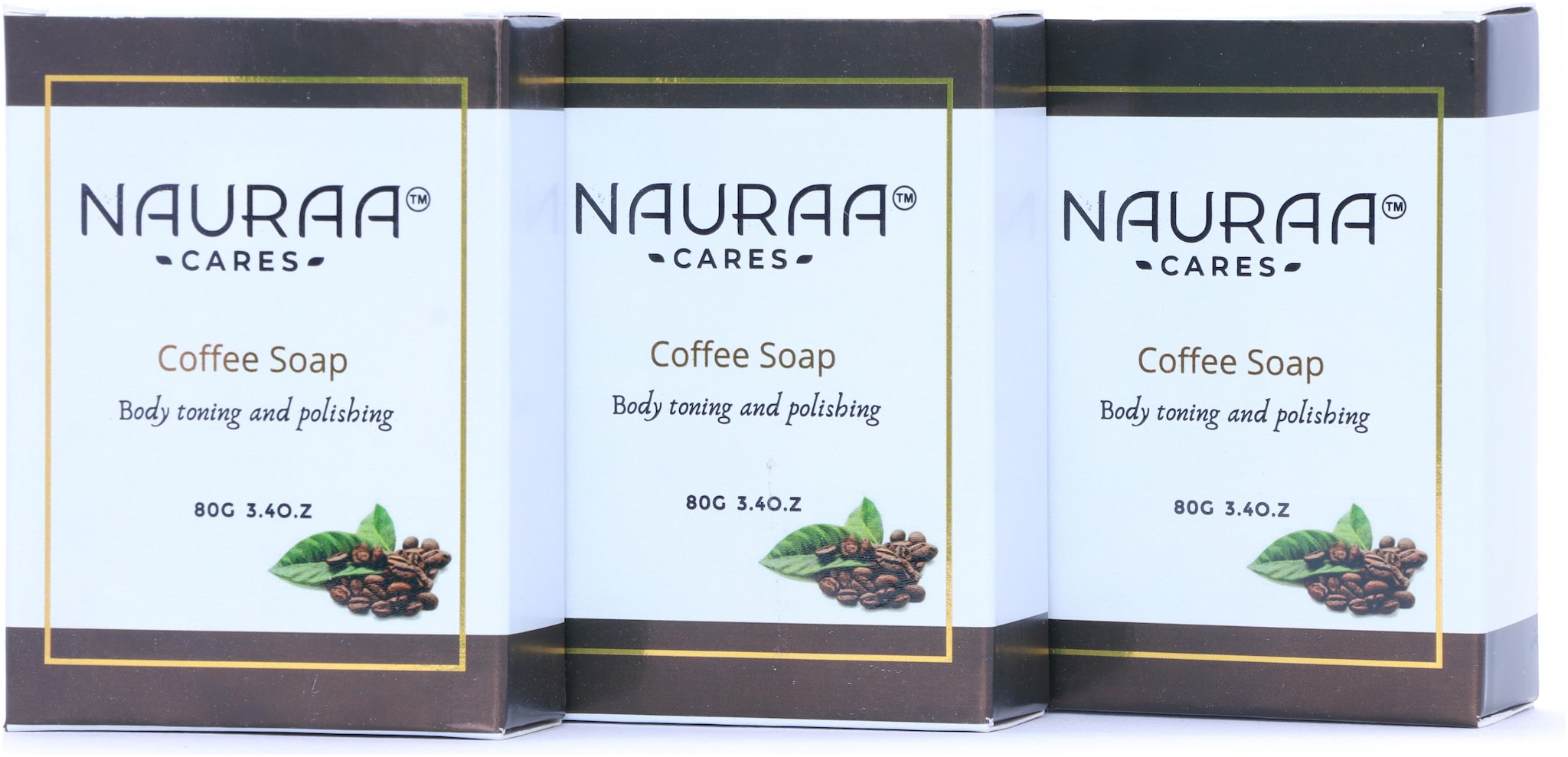 

Nauraa Cares Coffee Natural Handmade Bathing Soap Bar 80 g (Pack of 3)