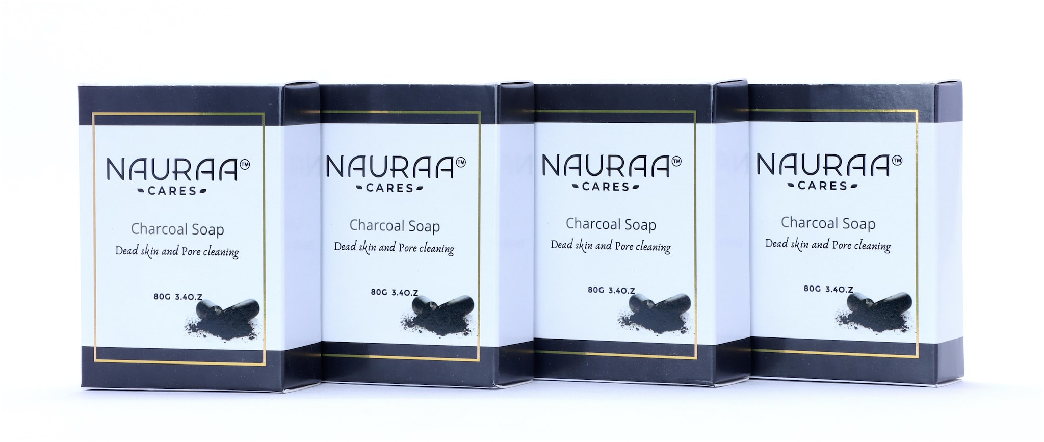 

Nauraa Cares Charcoal Natural Handmade Bathing Soap Bar 80 g (Pack of 4)
