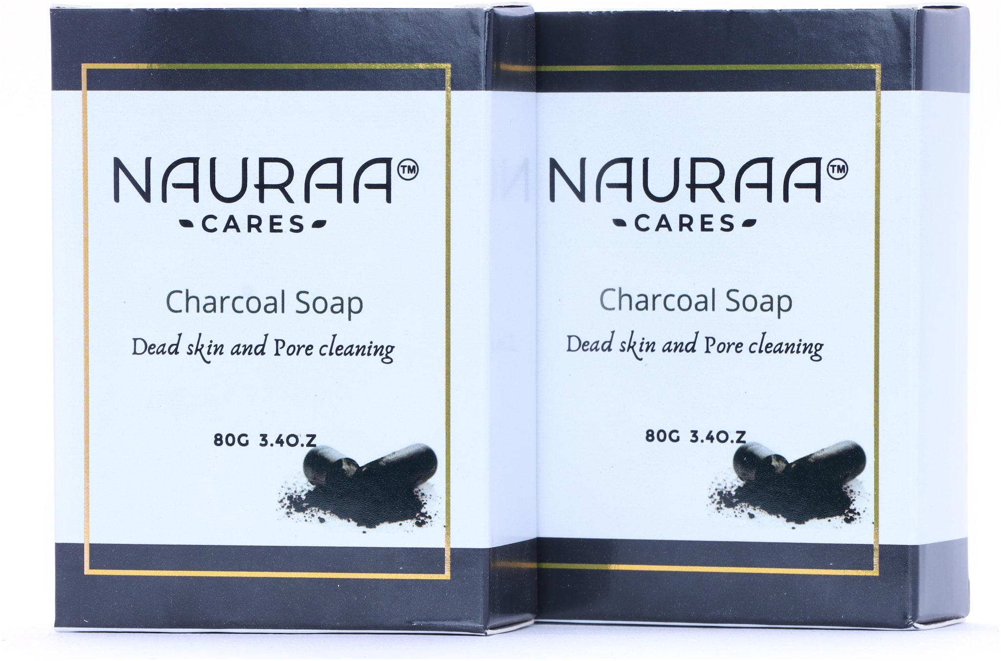 

Nauraa Cares Charcoal Natural Handmade Bathing Soap Bar 80 g (Pack of 2)