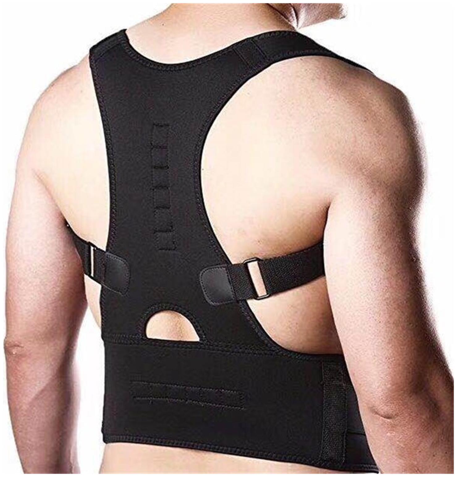 

Neoprene Magnetic Lumbar Back Support Brace Corrects Slouching Eases Pain Energizing Posture Align Your Spine Bone Correction Care pine Aligner muscle Strain Relief Belt