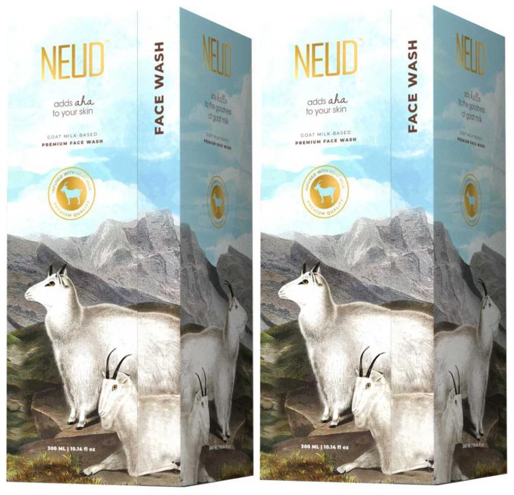 

NEUD Goat Milk Premium Face Wash for Men Women - 2 Packs (300ml Each)