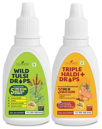 

Neuherbs Daily Immunity Boosting Combo Haldi plus Drop 30 ml Tulsi Drop Immunity Booster Drops 30 ml (Pack of 2)