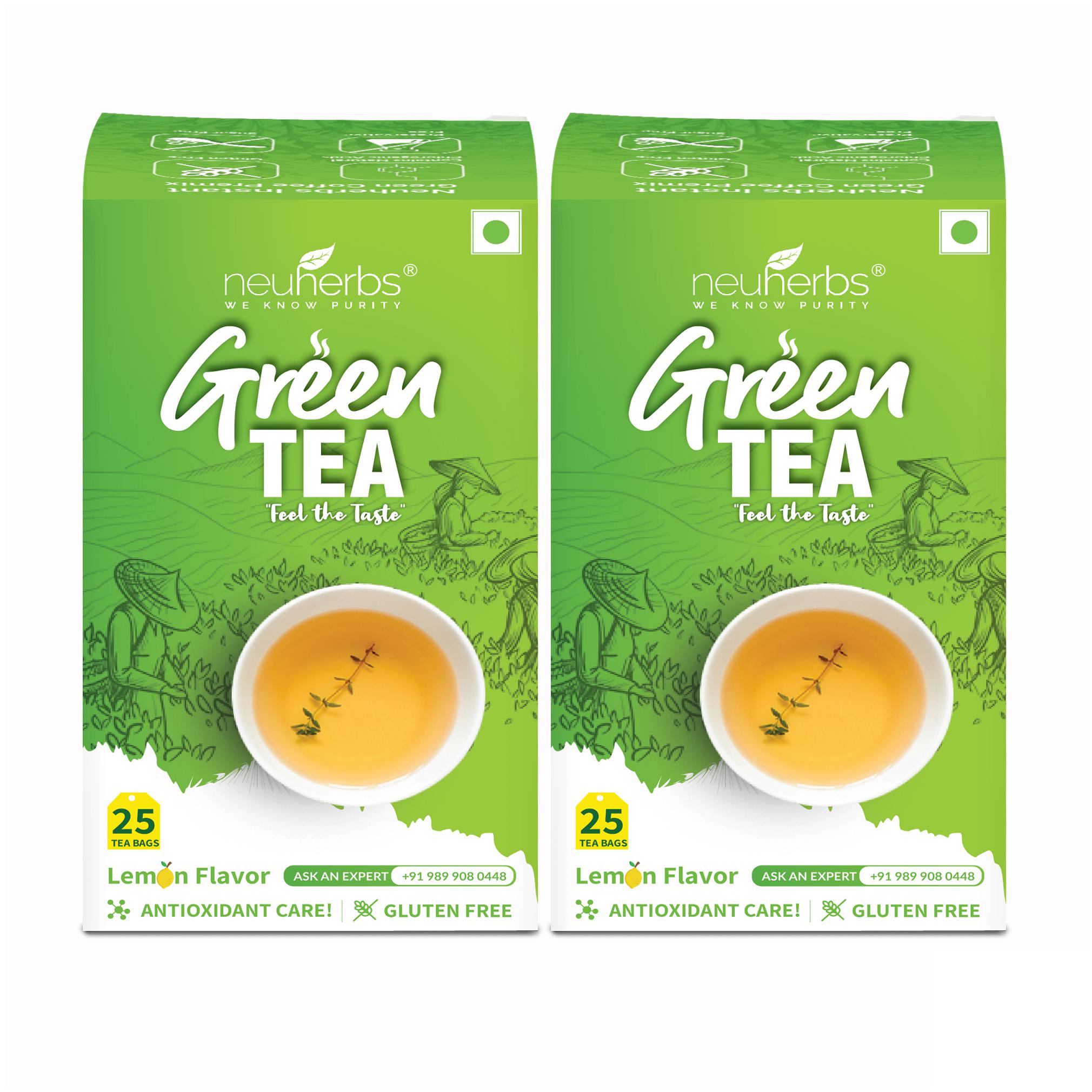 

Neuherbs Green Tea for Weight Management with Lemon Flavour Pack of 2 (50 Tea Bags)