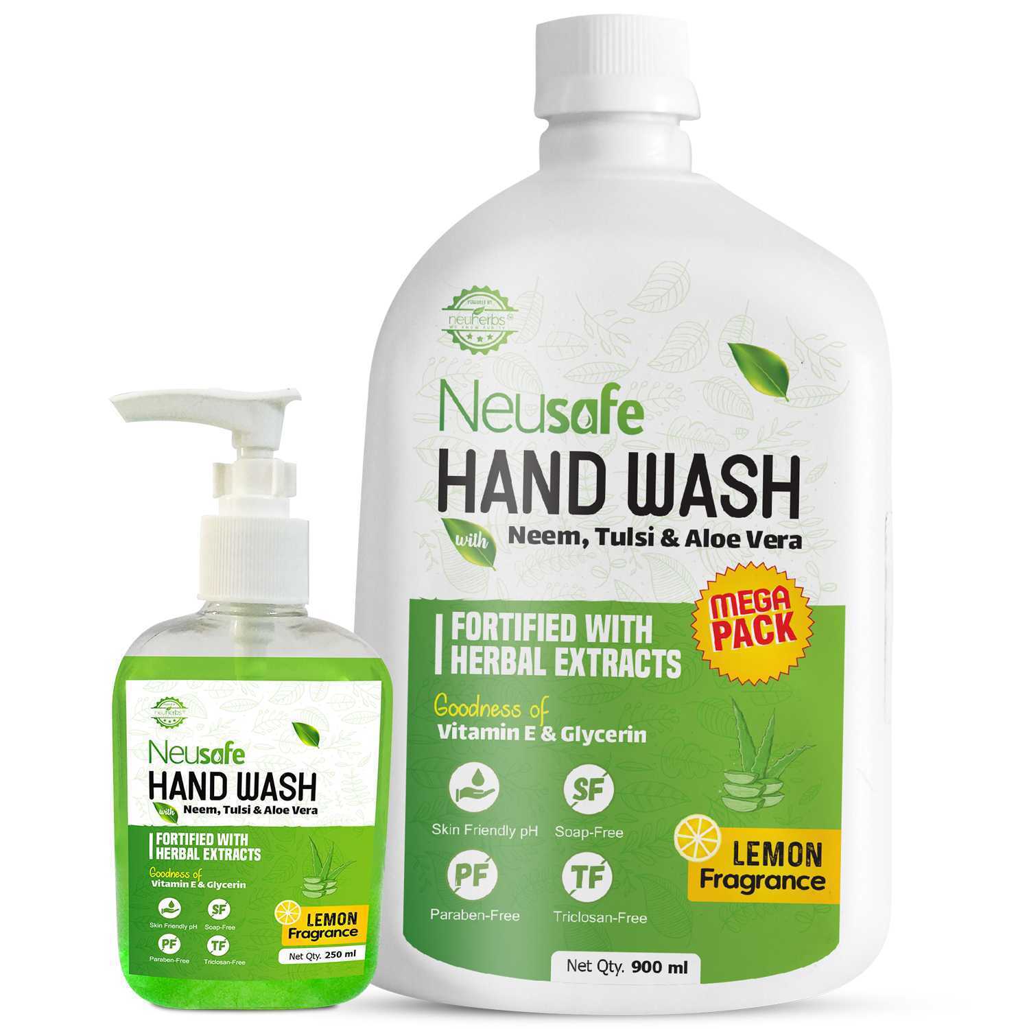 

Neusafe Total Germ Protection Liquid Hand Wash Combo With Power Of Neem Tulsi Extract (Handwash 250ml Handwash Mega Value Pack 900ml)(Pack Of 2)