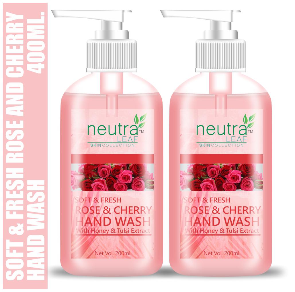 

Neutra Leaf Gentle Liquid Rose Cherry Hand Wash Kills 99 Germs Triclosan Free Hand Wash 200ml (Pack of 2)