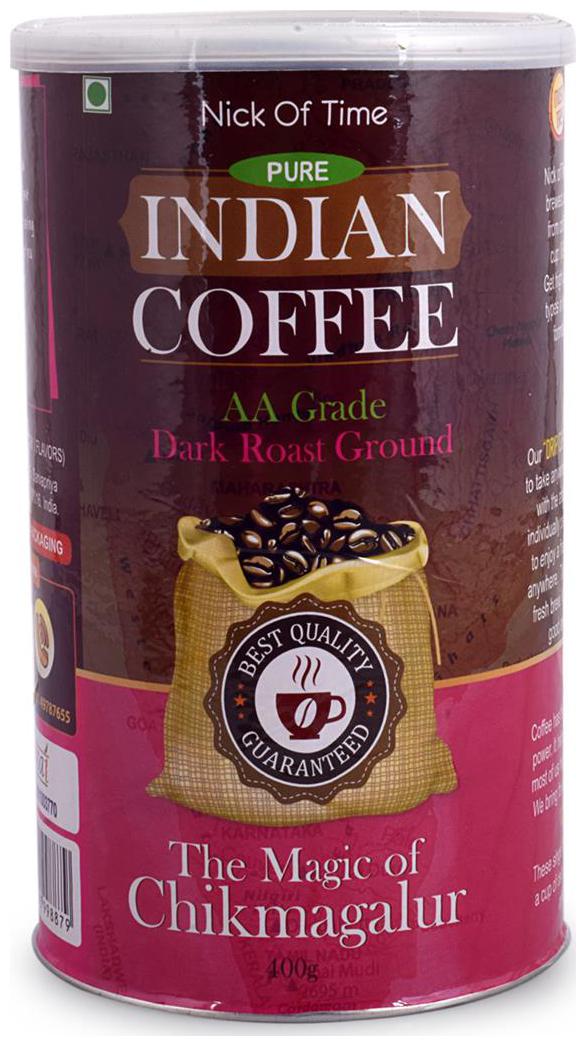 

Nick of Time Indian Arabica AA Grade Dark Roast Ground (400g)
