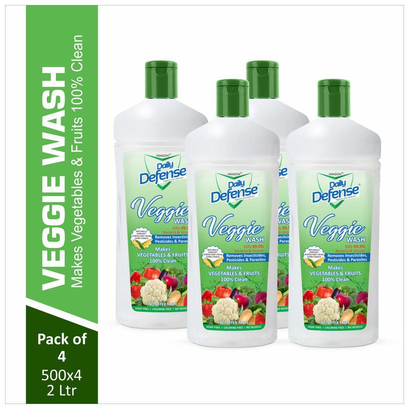 

Nimson Daily Defense Veggie Wash Vegetables Fruits Cleaner Kills 99 9 of Bacteria Viruses Insecticides Pesticides 500 ml Per Bottle (Pack of 4)