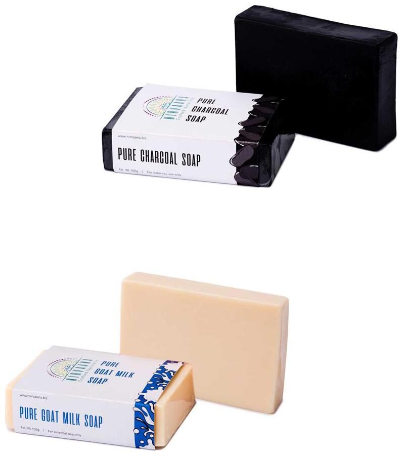 

Nirvaana Handmade Natural Assorted Soap Set (Charcoal GoatMilk) Pack of 2