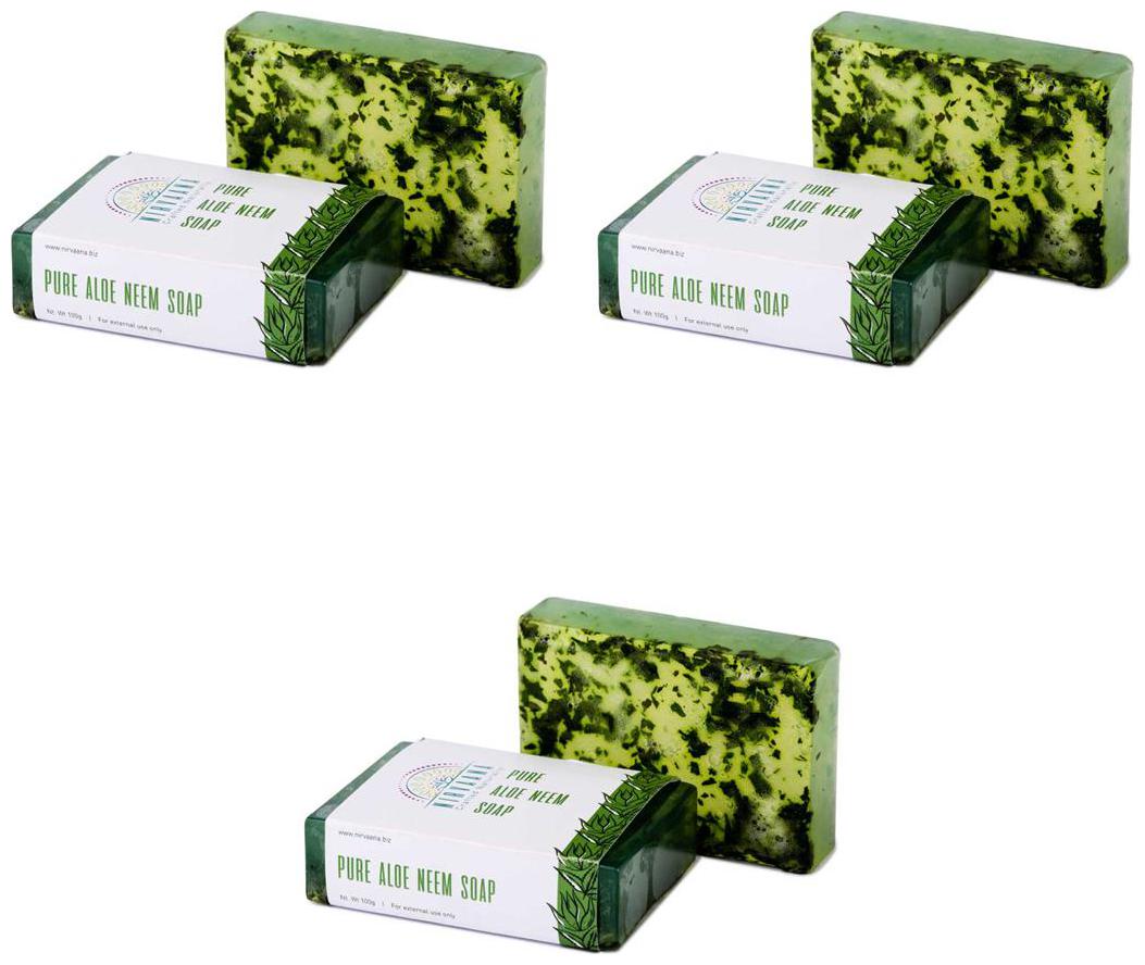 

Nirvaana Handmade Natural Aloe Neem Soap 100g (Pack of 3)