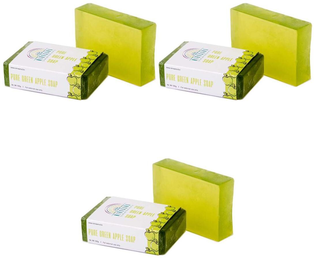 

Nirvaana Handmade Natural Green Apple Soap 100g (Pack of 3)