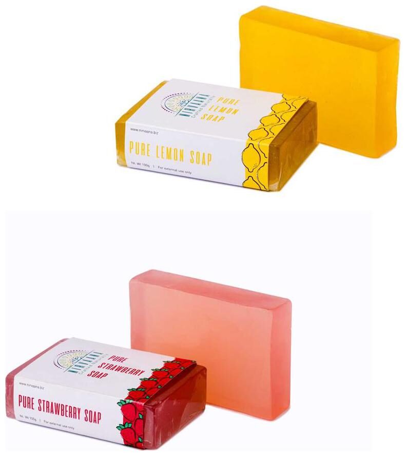 

Nirvaana Handmade Natural Assorted Soap Set (Lemon Strawberry) Pack of 2