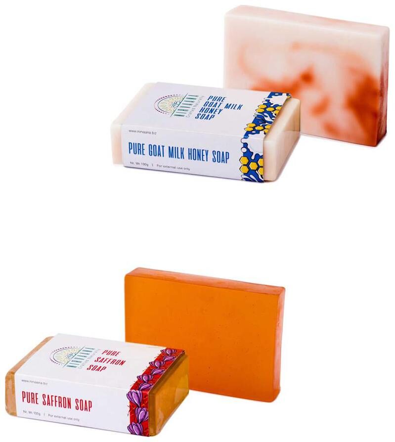 

Nirvaana Handmade Natural Assorted Soap Set (Saffron GoatMilk Honey) Pack of 2