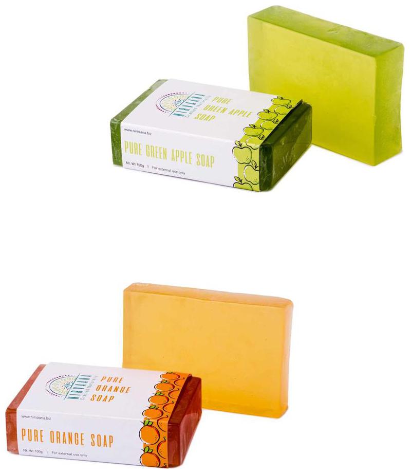 

Nirvaana Handmade Natural Assorted Soap Set (Orange Green Apple) Pack of 2