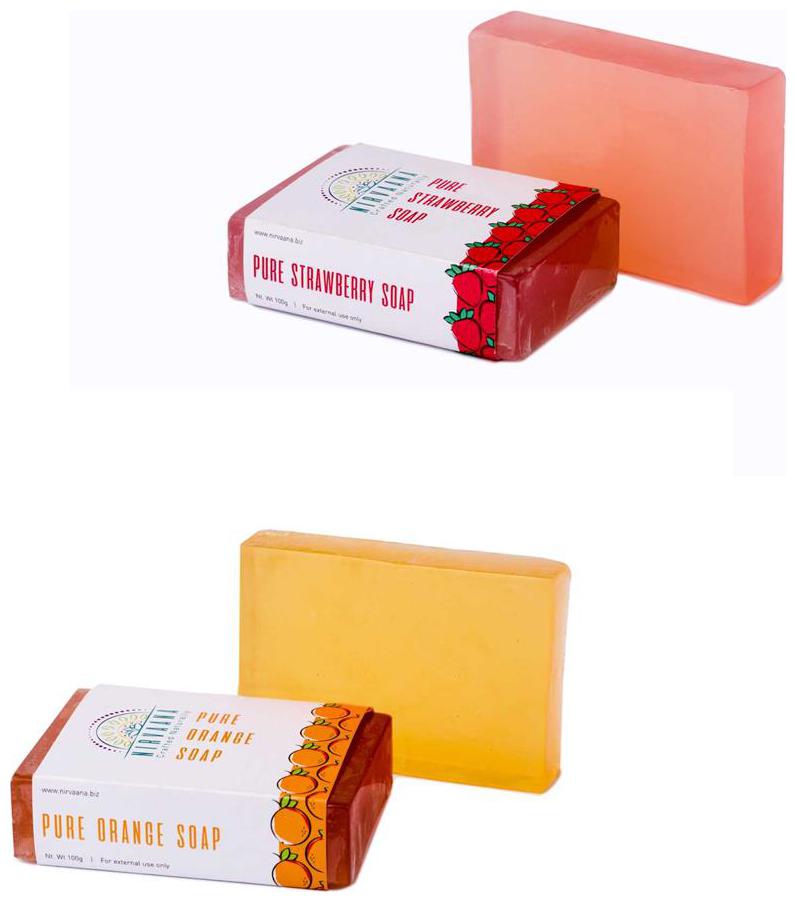 

Nirvaana Handmade Natural Assorted Soap Set (Orange Strawberry) Pack of 2