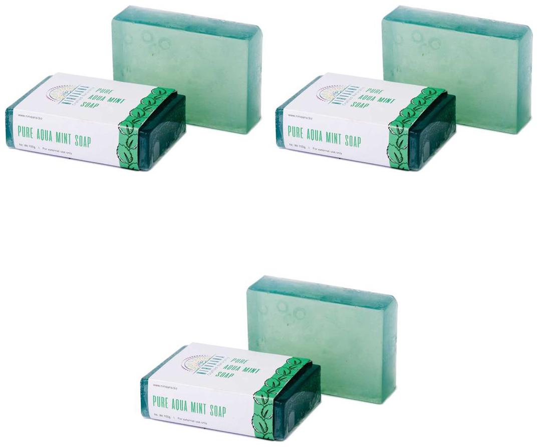

Nirvaana Handmade Natural Aqua Mint Soap 100g (Pack of 3)
