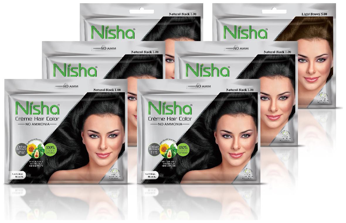 

Nisha Cream Hair Color With Natural Herbs Natural Black 40 g (Pack of 6)