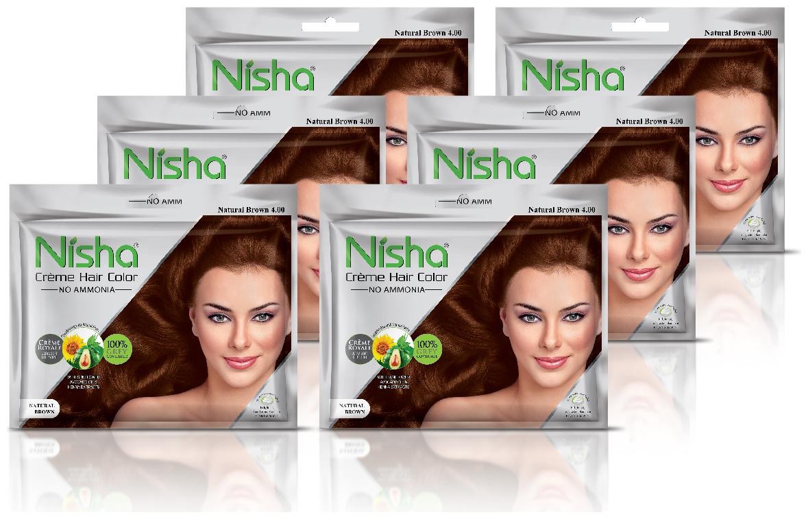 

Nisha Cream Hair Color With Natural Herbs Natural Brown 40 g (Pack of 6)