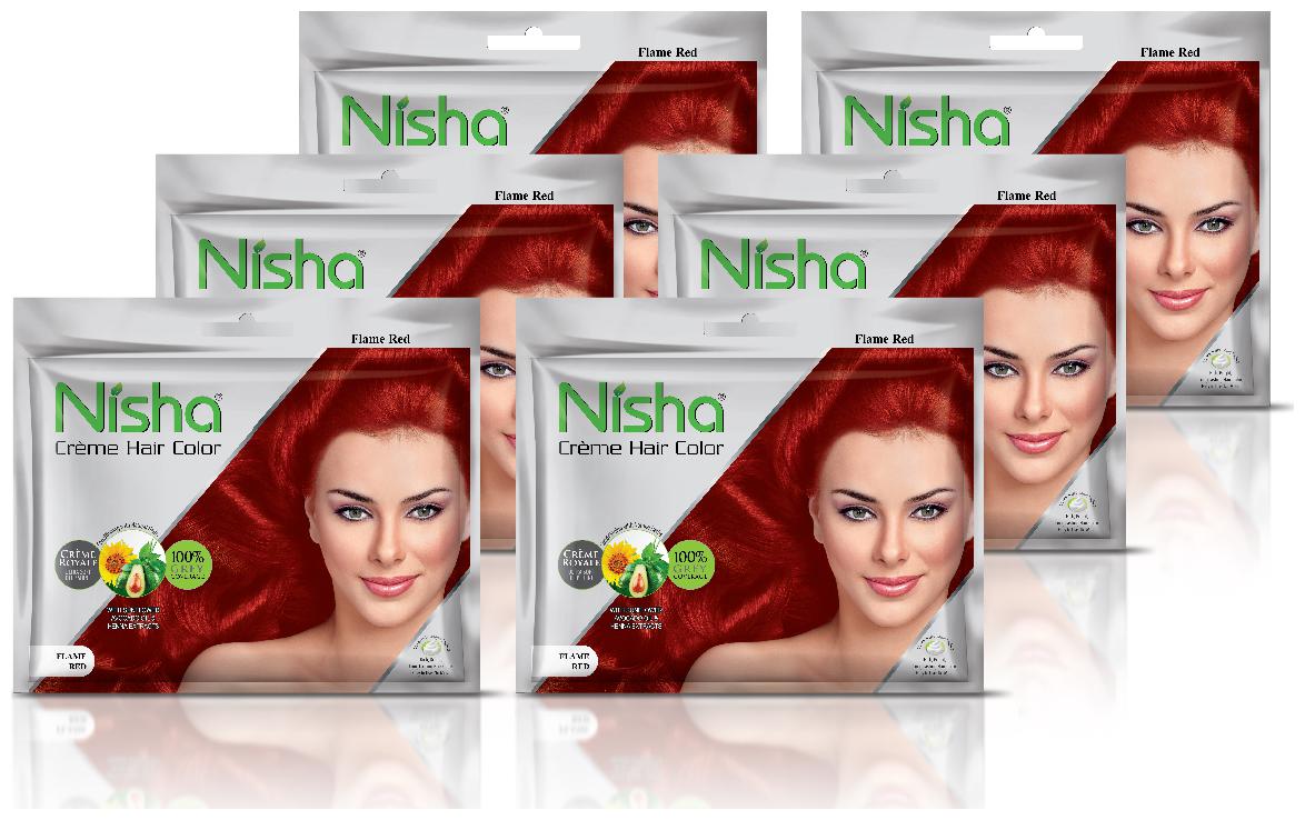 

Nisha creme hair color with sunflower avocado oil henna extracts no ammonia (FLAME RED) (20g 20ml)each Pack of 6