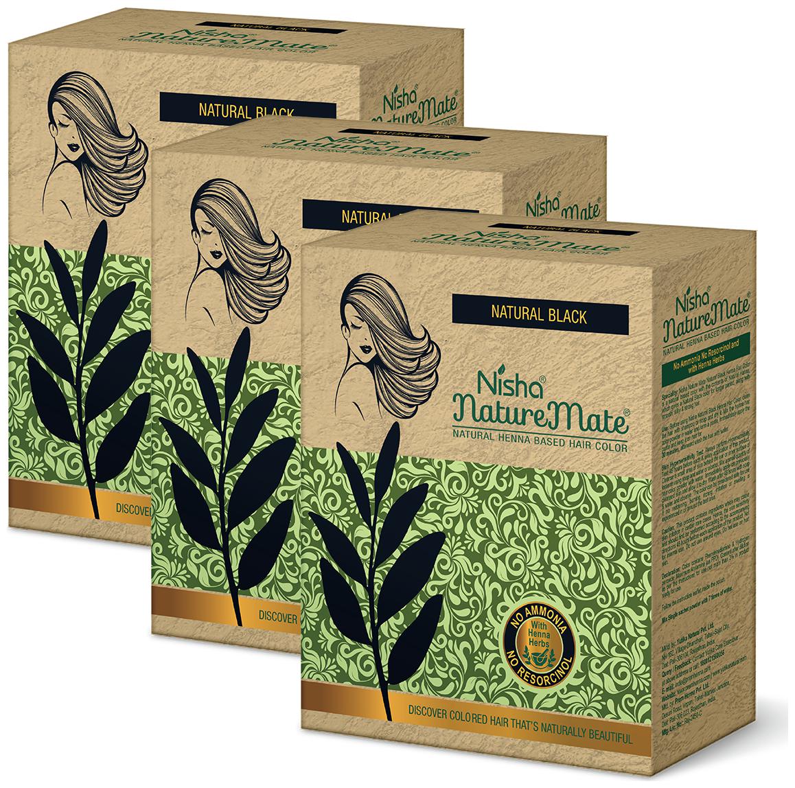 

Nisha Naturemate Is Henna Based Powder Hair Color Natural-Black 60g (Pack of 3)