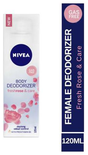

Nivea Body Deodorizer Fresh Rose Care Gas Free Spray - For Women 120 ml