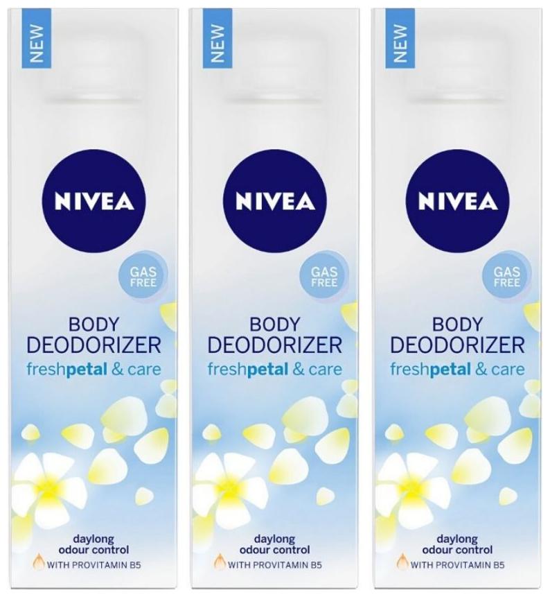

Nivea Body Deodorizer Fresh Petal and Care Gas Free Spray for Women 120ml (Pack of 3)