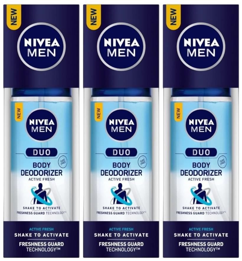 

Nivea Men Duo Body Deodorizers Active Fresh 100ml (Pack of 3)