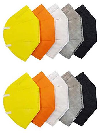 

North Black N95 Face Mask No Valve Certified 5 Colours 5 Layer Filter Protects Mouth Droplets Dust Pollution Medical Travel Airport Salon Parlour Bank Use (Pack Of 10)