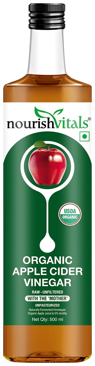 

Nourish Vitals USDA Organic Apple Cider VInegar - Raw Unfiltered with Mother Vinegar - 500ml