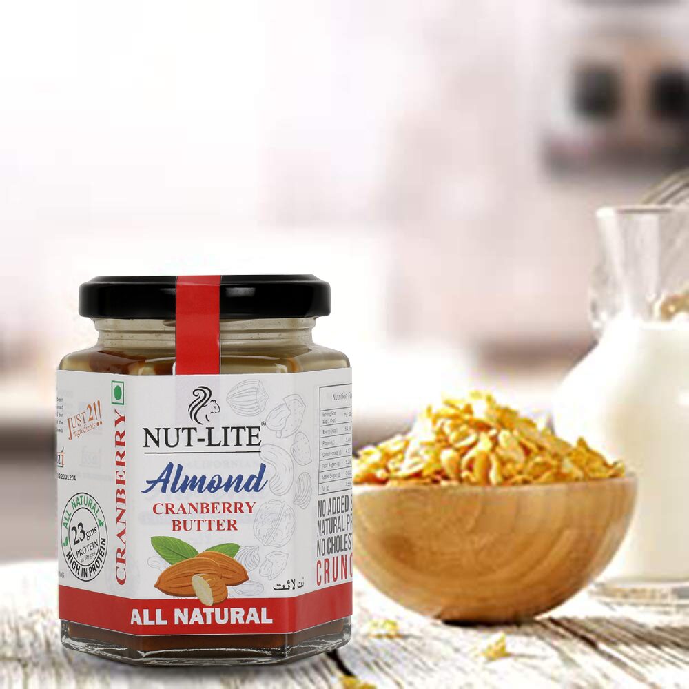 

Nutlite Almond Cranberry Crunchy Butter All Natural Protein Vitamin 150 g (Pack Of 1)