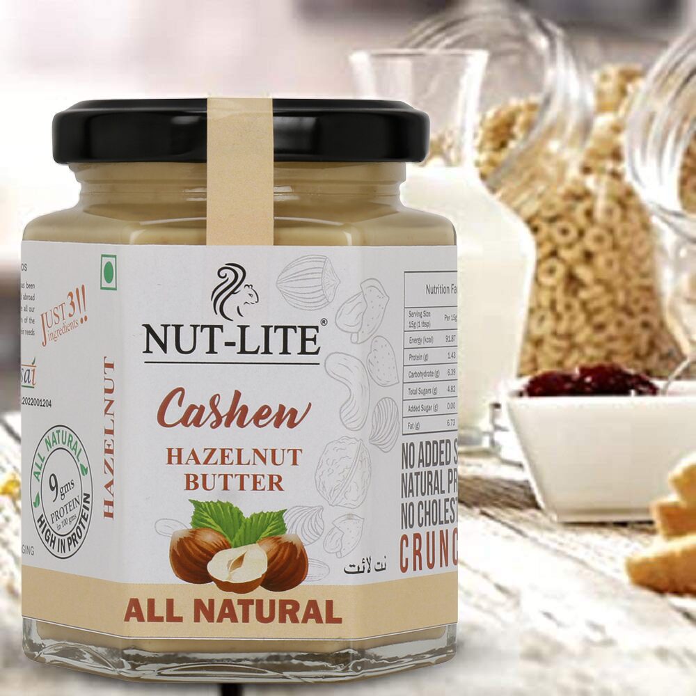 

Nutlite Hazelnut Cashew Crunchy Butter - Boost Immunity Loaded With Antioxidants No Added Sugar All Natural Protein Vitamins Minerals 150 g (Pack Of 1)