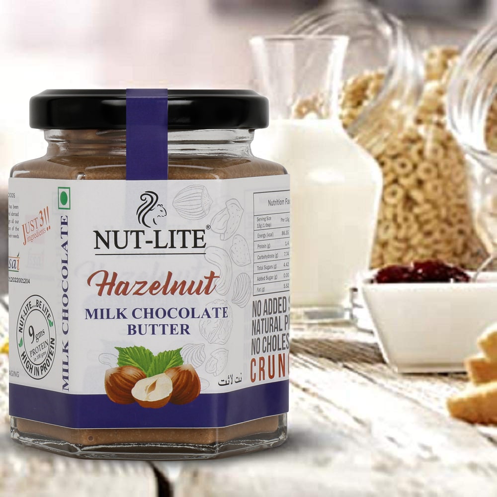 

Nutlite Hazelnut Milk Chocolate Crunchy Butter - Boost Brain Immunity No Added Sugar All Natural Protein Vitamins 150 g (Pack Of 1)