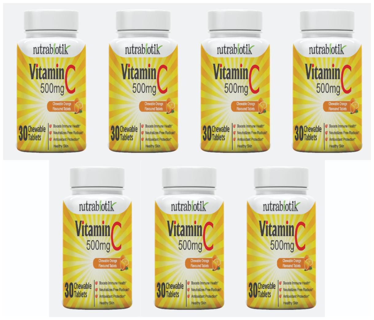 

Nutrabiotik Orange Flavoured Chewable Vitamin C Ascorbic Acid 500 Mg 30 Tablets ( Pack Of 7)