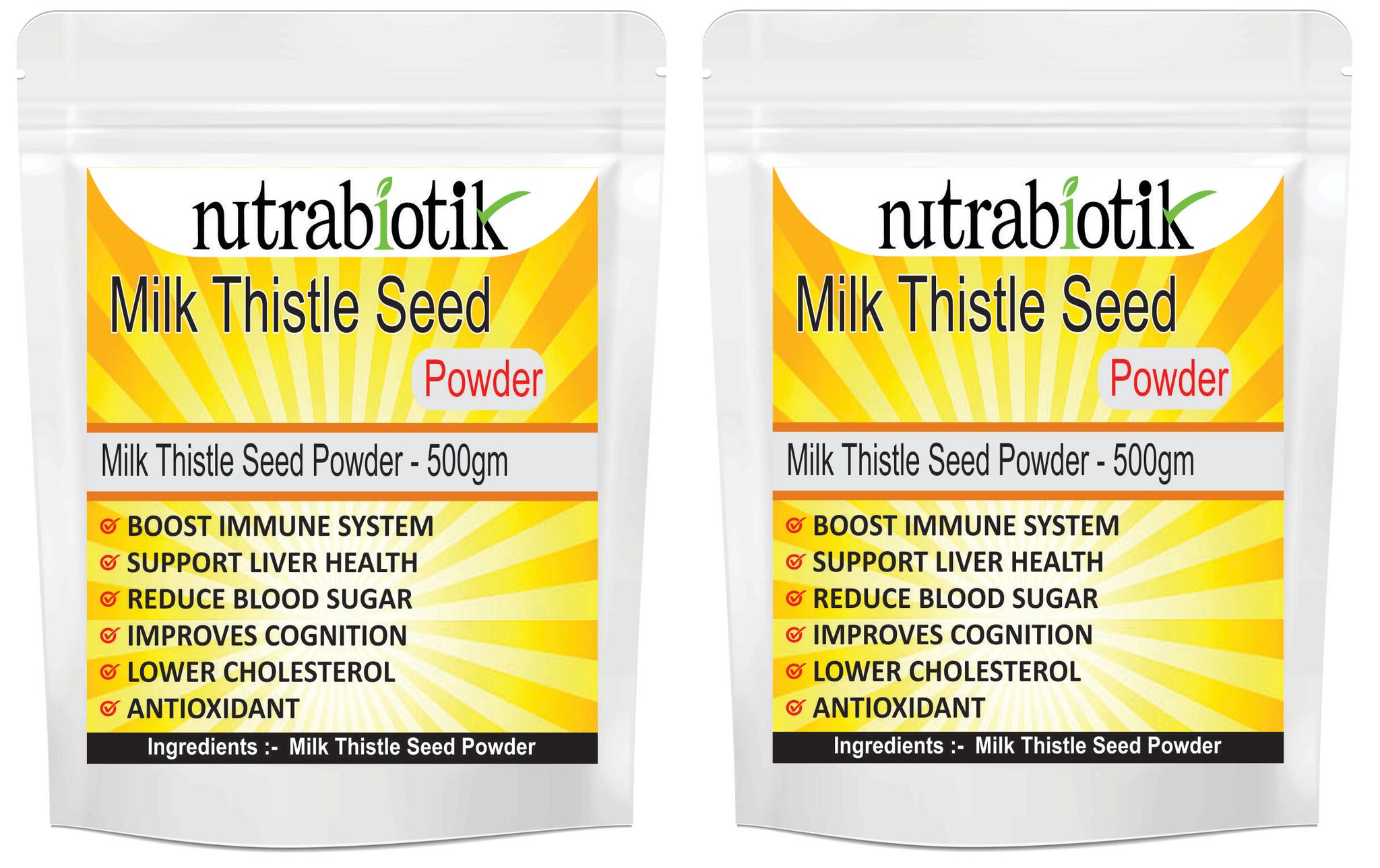 

Nutrabiotik Milk Thistle Powder For Natural Liver Detox And Cleanse With Rich Silymarin 500g (Pack of 2)