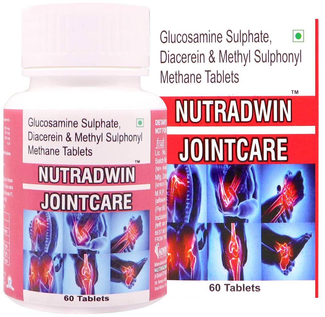 

NUTRADWIN Joint Care Joint Pain Support Supplement with Glucosamine Diacerein MSM 60 Tablets