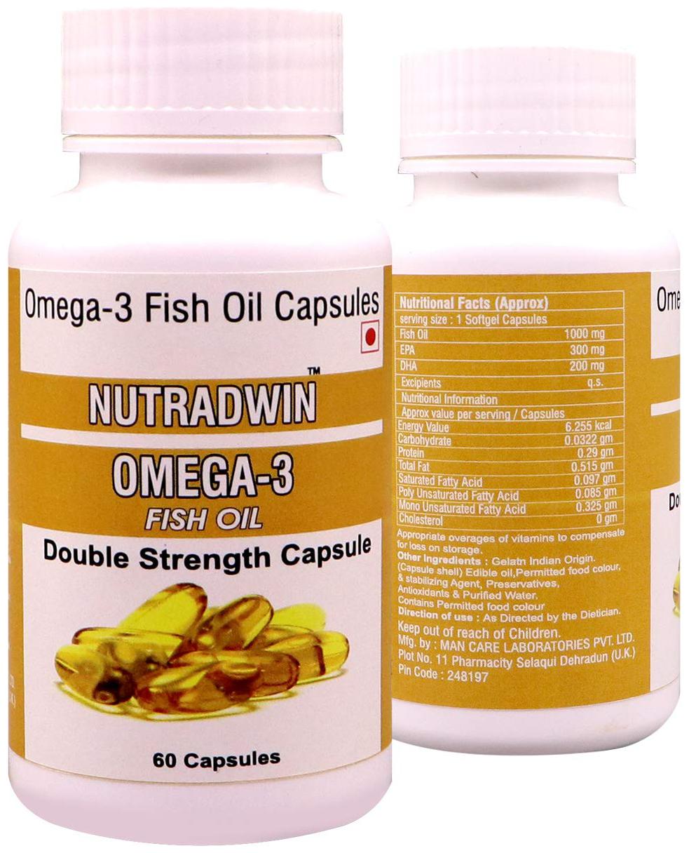 

Nutradwin Omega 3 Fish Oil Dietary Supplement 1000 Mg With Concentrated 300 Mg Epa 200 Mg Dha For Heart Brain And Joint Wellness 60 Capsules