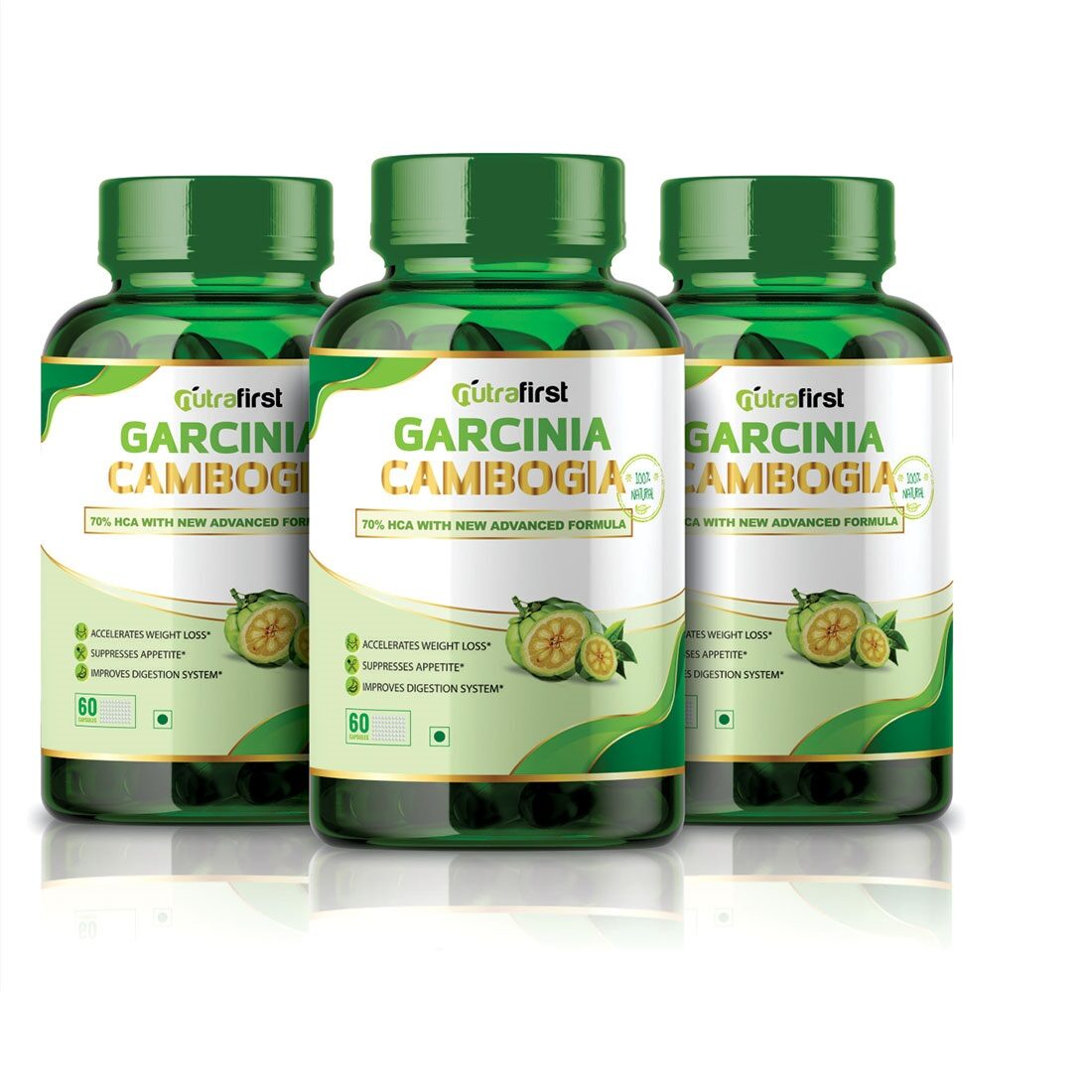

Nutrafirst 100 Natural Garcinia Cambogia With Indica And Green Coffee Extract For Weight Management 60 Capsules (Pack Of 3)