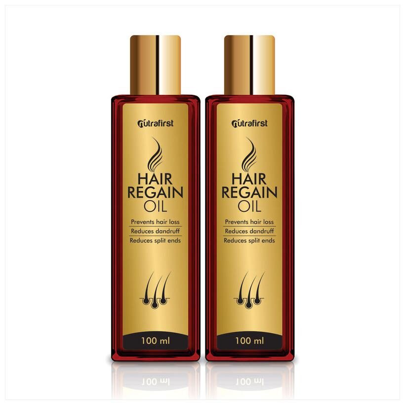 

Nutrafirst 100 Natural And Herbal Hair Regain Oil With Amla Neem Saffron And Tulsi For Hair Growth 100 ml (Pack Of 2)
