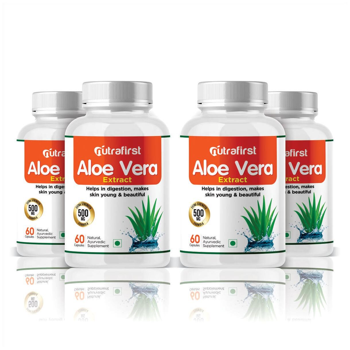 

Nutrafirst Natural Ayurevedic Aloevera extract for Healthy skin 60 Capsules (Pack of 4)