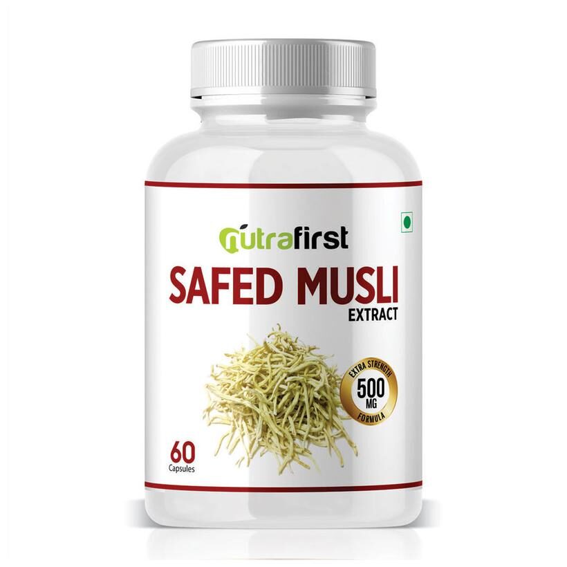 

Nutrafirst Pure Safed Musli Extract for Overall Health - 60 Capsules (Pack of 1)