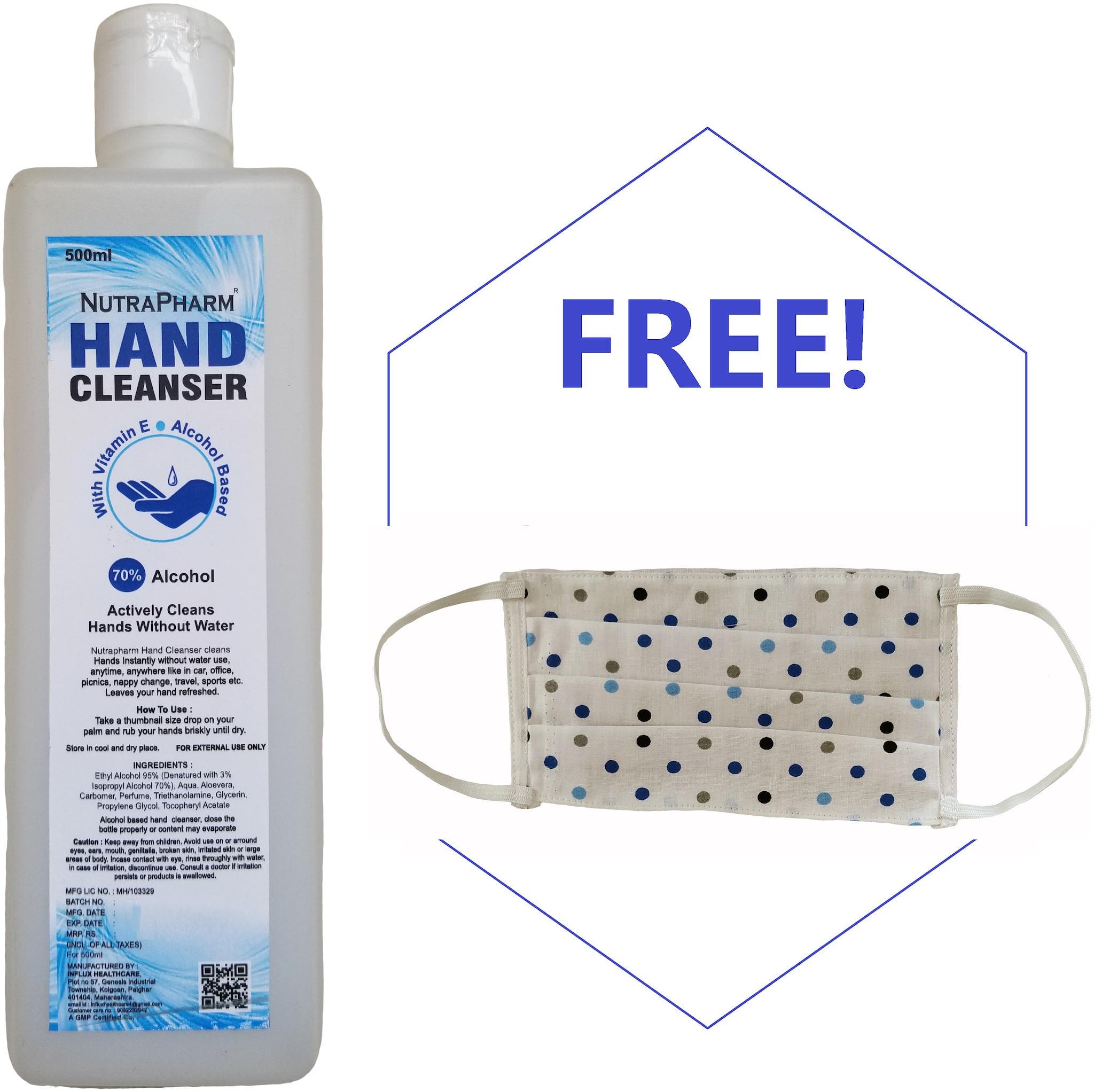 

Nutrapharm 70 Alcohol Aloe Instant Hand Sanitizer 500ml Free Baby mask