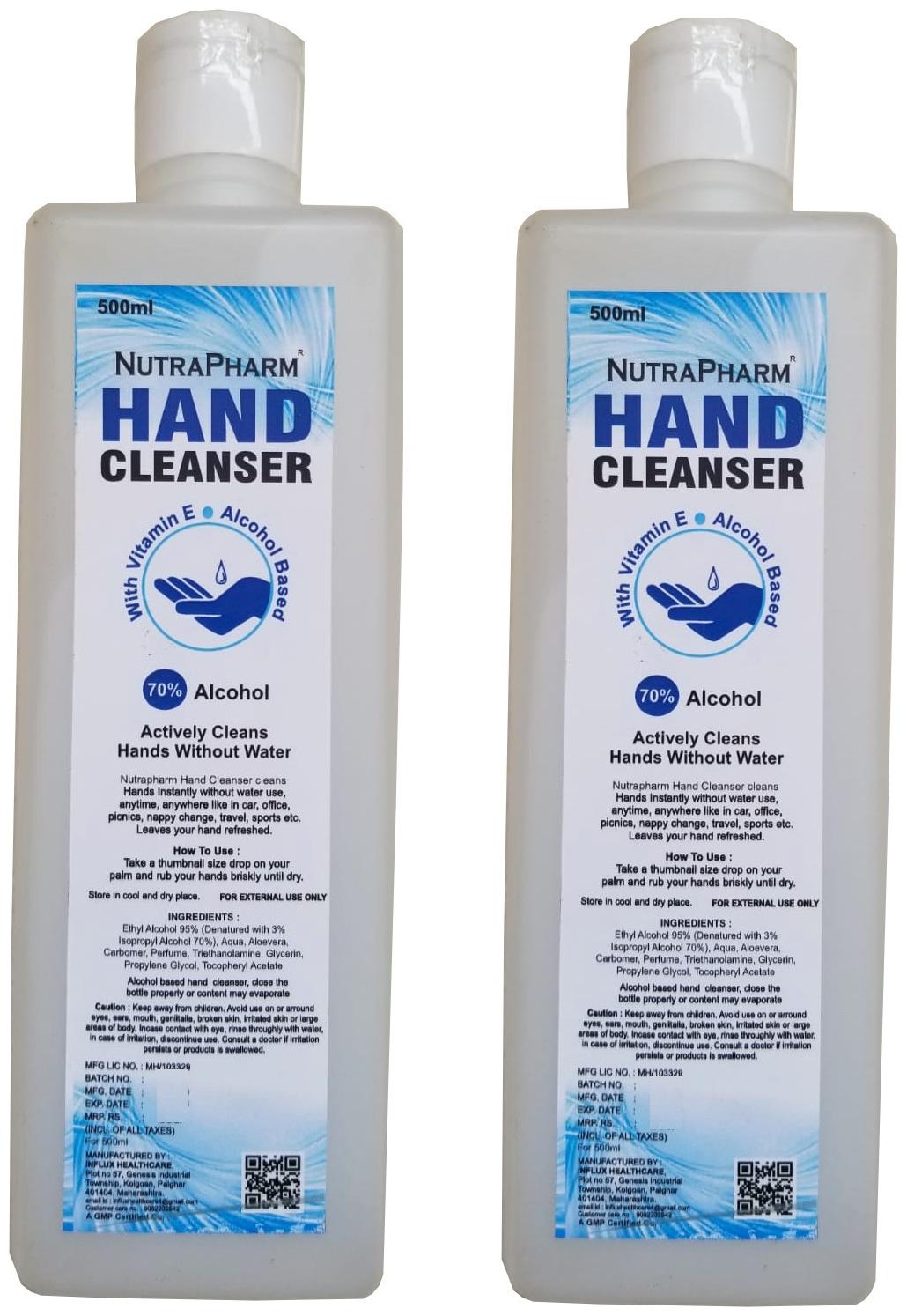

Nutrapharm 70 Alcohol Instant Hand Cleanser 500 ml (Pack of 2)