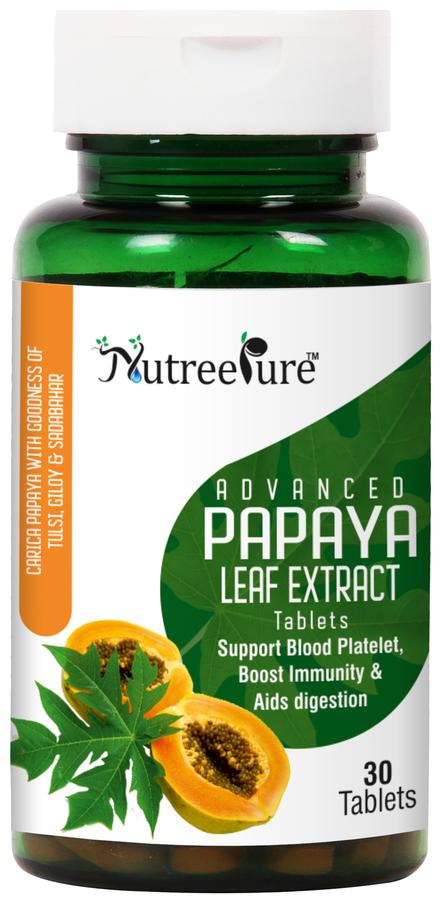 

Nutree Pure Advanced Papaya Leaf Extract with Goodness of Tulsi Giloy (1100mg) - 30 Tablets Immunity Immunity Booster