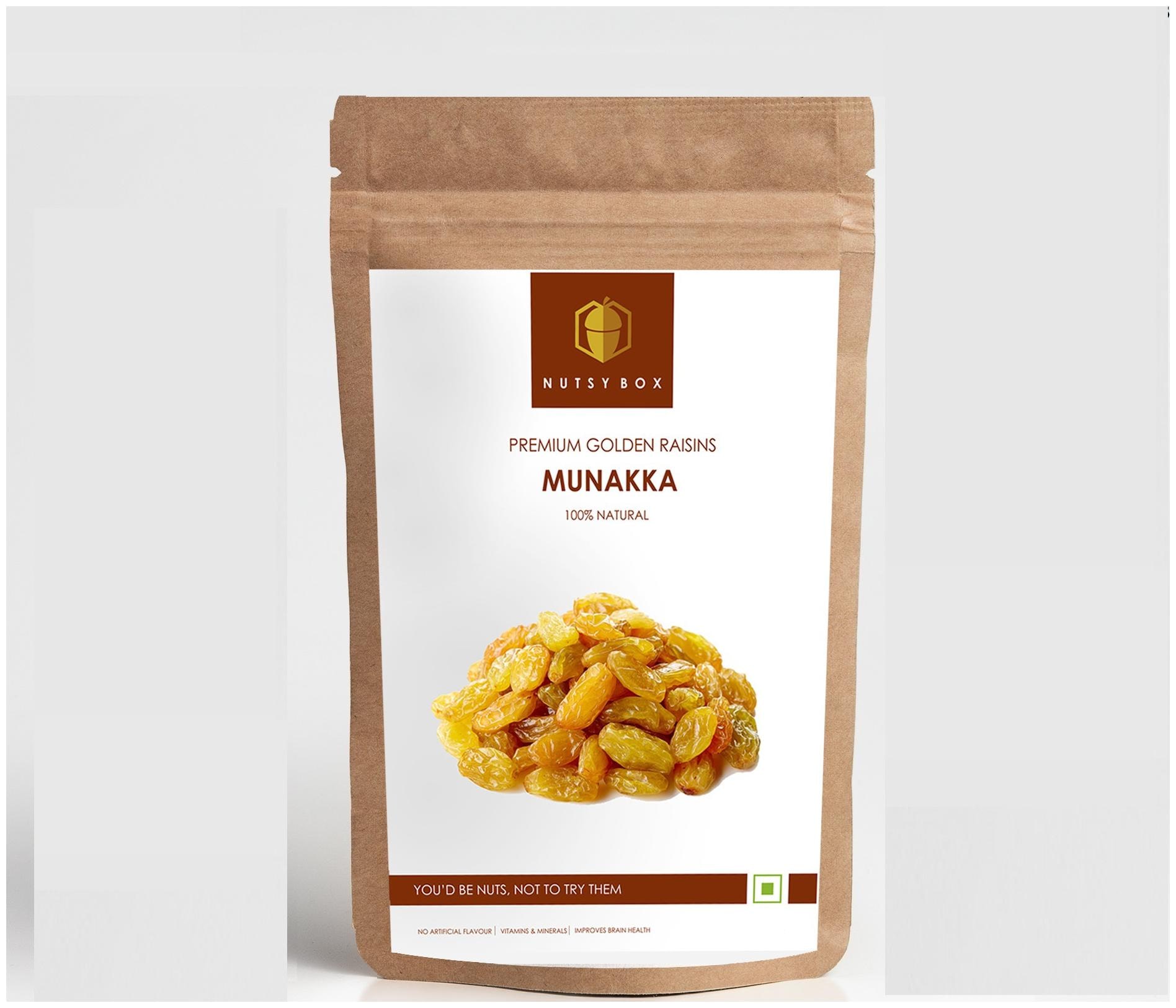

Nutsy Box Premium Golden Raisins (Munakka) 100 Natural 250g (Pack of 1)