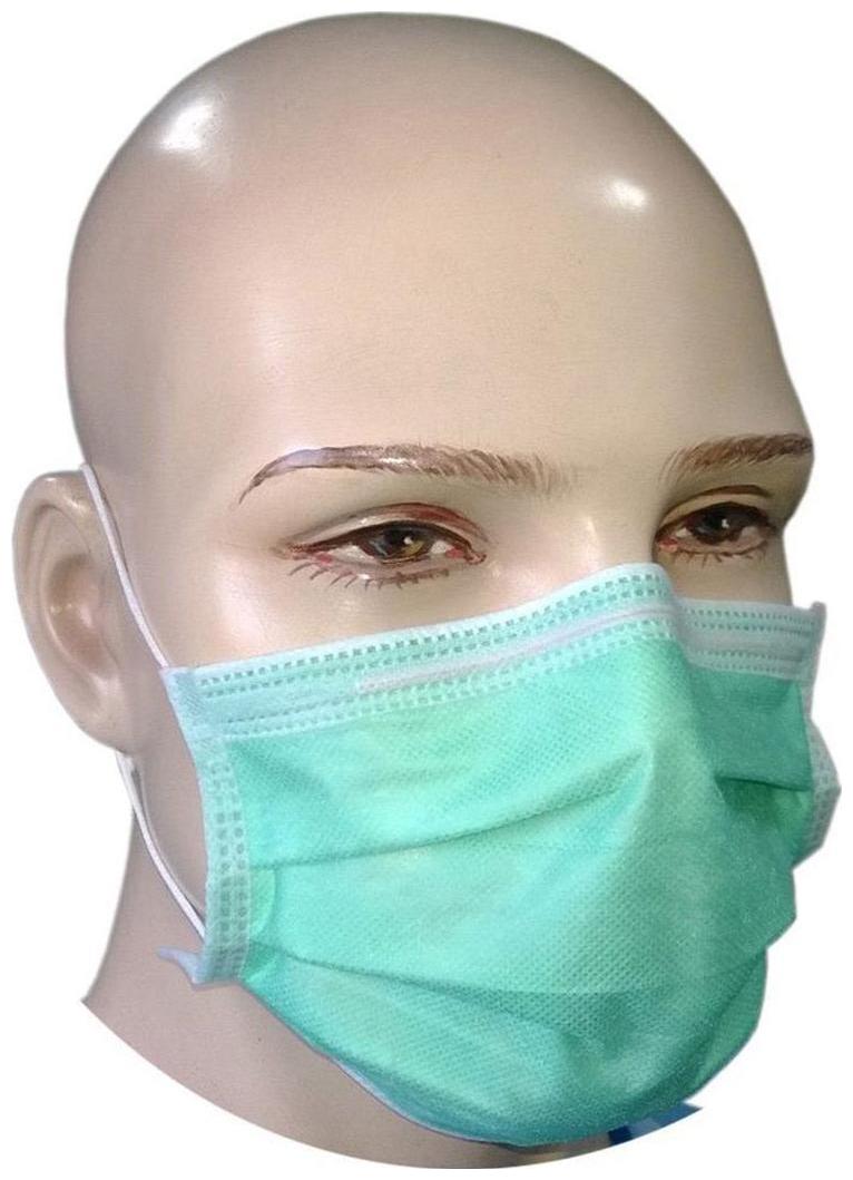 

NUVO MEDSURG Disposable Face Mask 3 Ply With Elastic - (Pack Of 100)(Green color)
