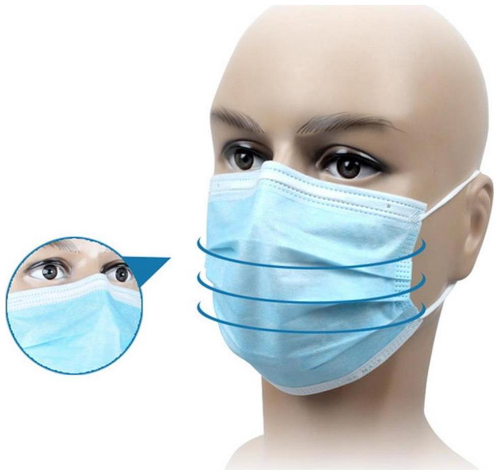

NUVO MEDSURG Disposable Face Mask 3 Ply With Elastic - (Pack Of 100)(Blue color)