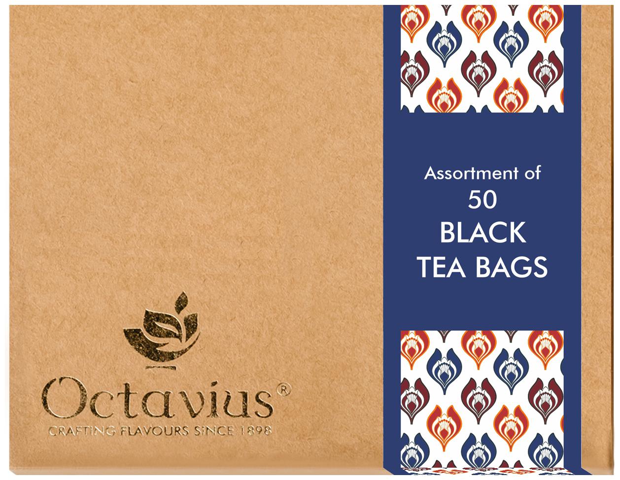 

Octavius 3 Assorted Black Tea Flavors Perfect for Gifting - Kraft Paper Box - 50 Teabags (Pack of 1)
